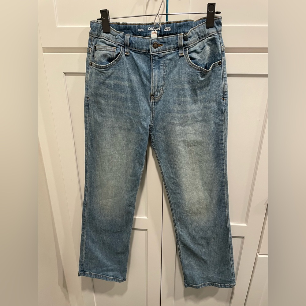 Boys stretch bootcut jeans. 14 HUSKY. Med rinse, adjustable waist! Like new!